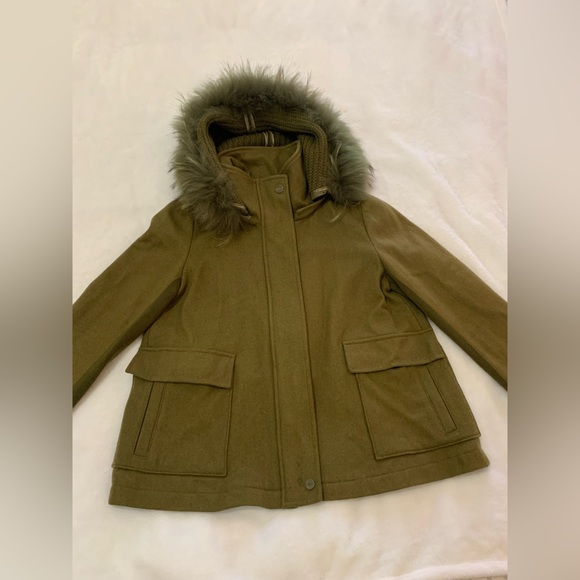 Eachway Sports Women's Jacket Faux Fur Outer Shell Hooded Brown Green Size M - Picture 10 of 15